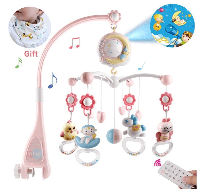 BOBXIN Baby Musical Crib Mobile with Projector