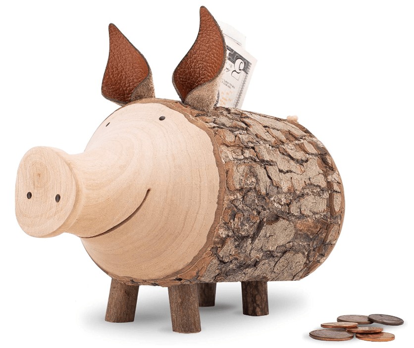 Forest Decor Wood Piggy Bank