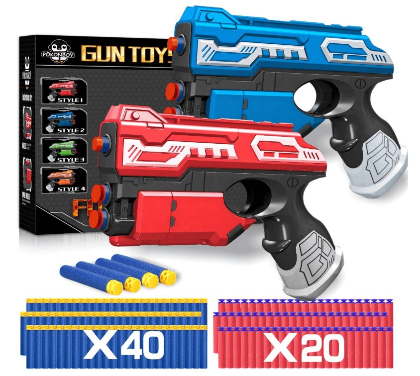 POKONBOY 2 Sets Blaster Toy Guns for Boy, Foam Bullet Toy Gun