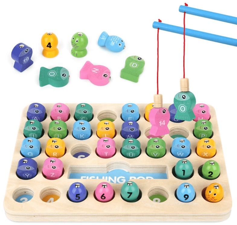 Growlier 36 PACK Wooden Magnetic Fishing Game for kid