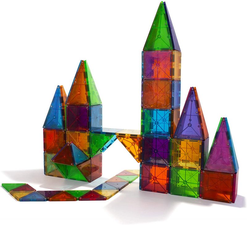 Magna Tiles can build both 2D and 3D shapes