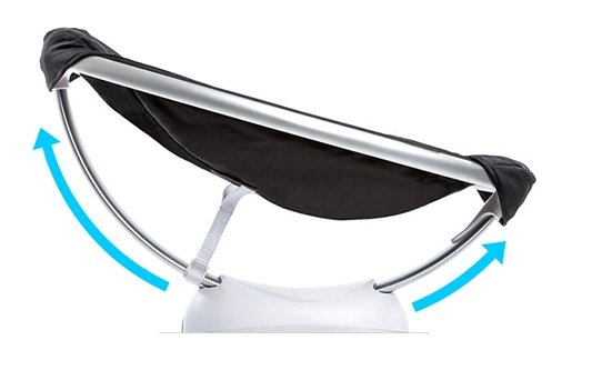 The seat of 4moms Mamaroo can be adjusted to any position