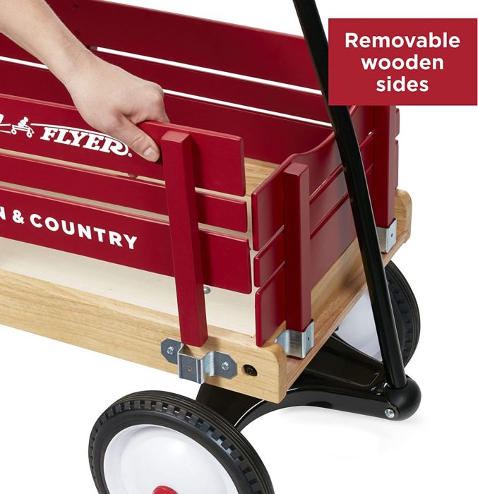 Radio Flyer Town and Country Wagon features removable wooden sides